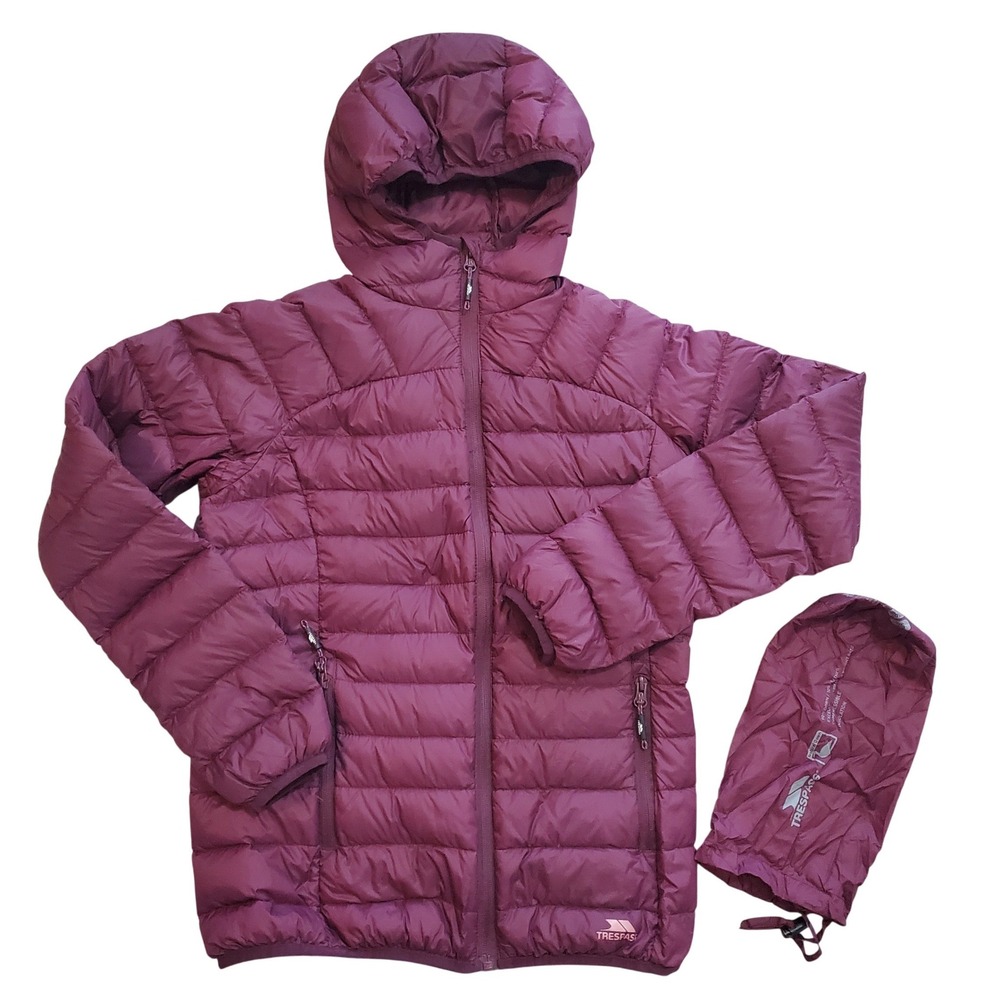 Trespass Trisha Women XXS Plum Purple 700 Down Fill Hooded Puffer Jacket